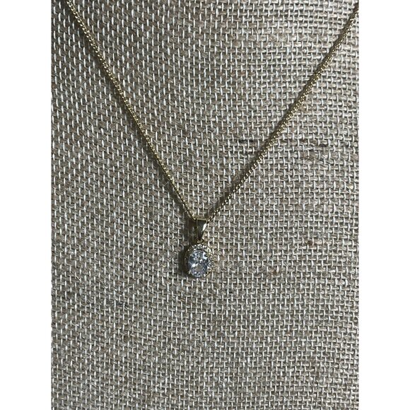 Gold-Tone Chain Necklace With Sparkling Round Pendant - Picture 3 of 4